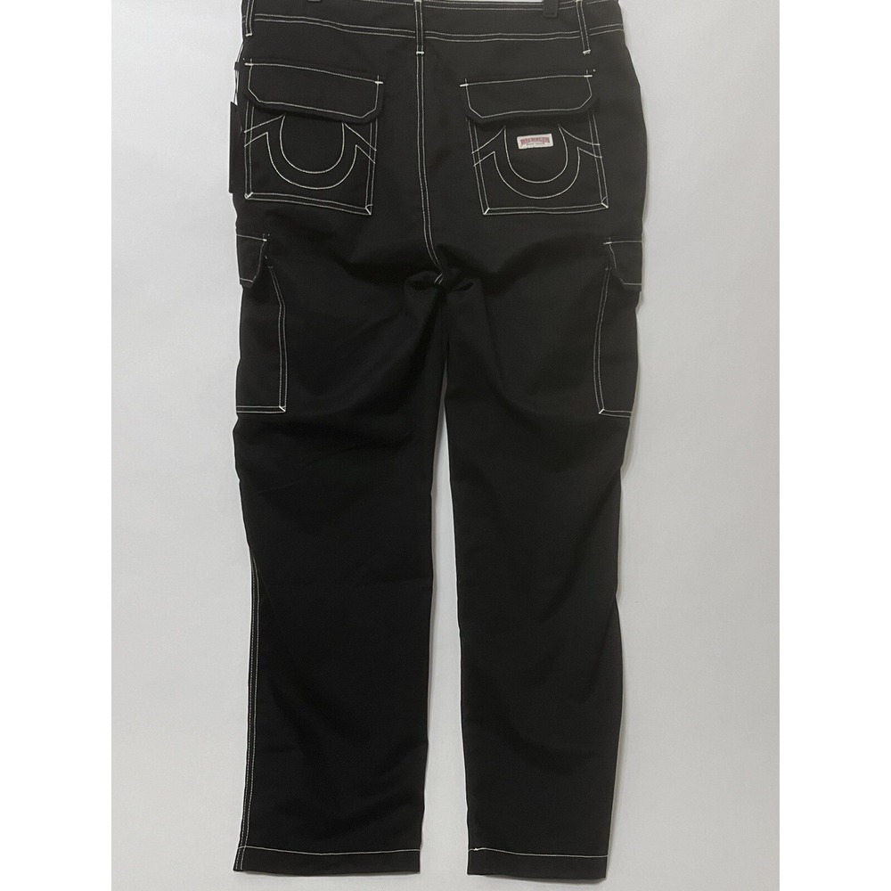 True Religion Brand Jeans Cargo Pants‎ Jet Black Men Size 34X32 New - Picture 4 of 16